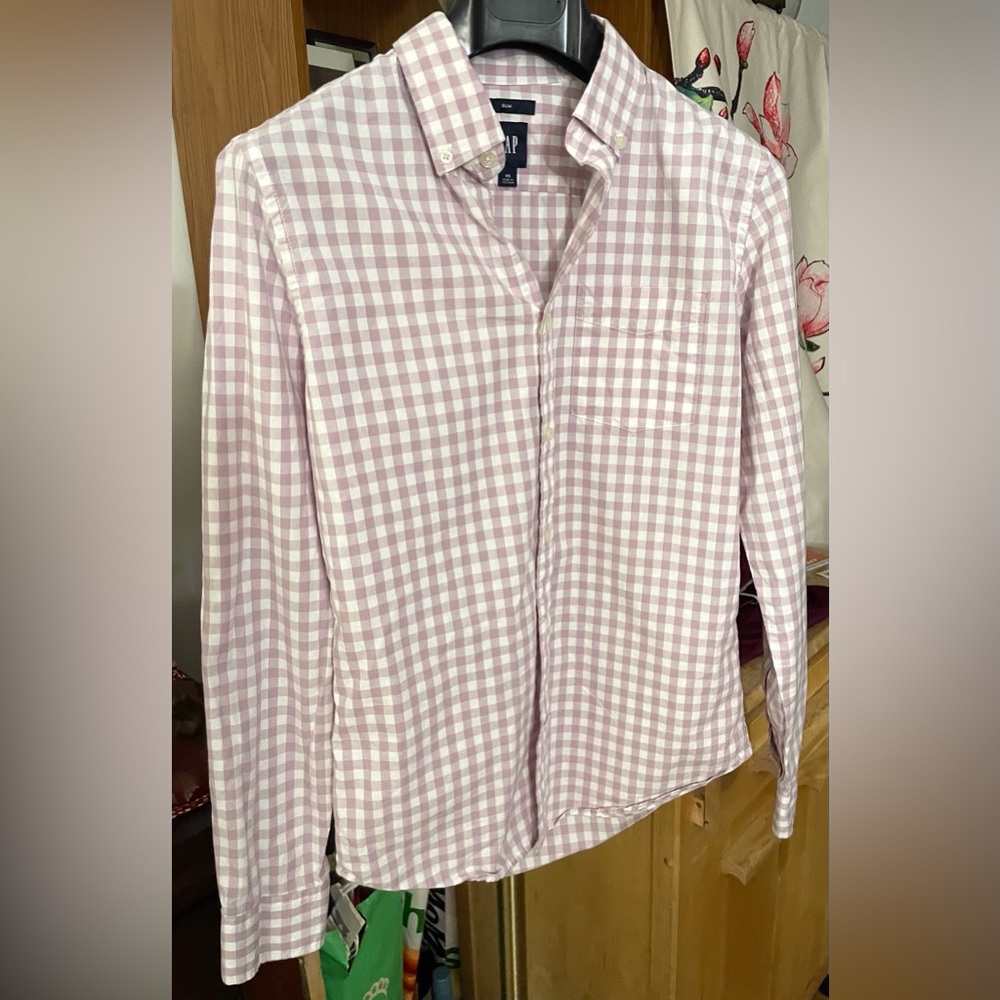 Mauve Gingham Oxford Shirt - Picture 2 of 7